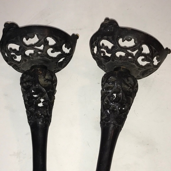 Japanese Forged Iron Candlesticks Candle Holders Gothic Japanese  5LBS Filigree - Picture 12 of 12